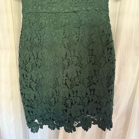 AQUA Green Floral Lace Puff-Sleeve Mini Dress S | NWT $245 - Picture 5 of 11